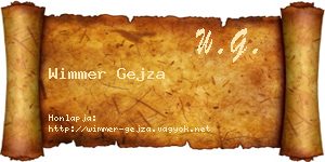 Wimmer Gejza névjegykártya